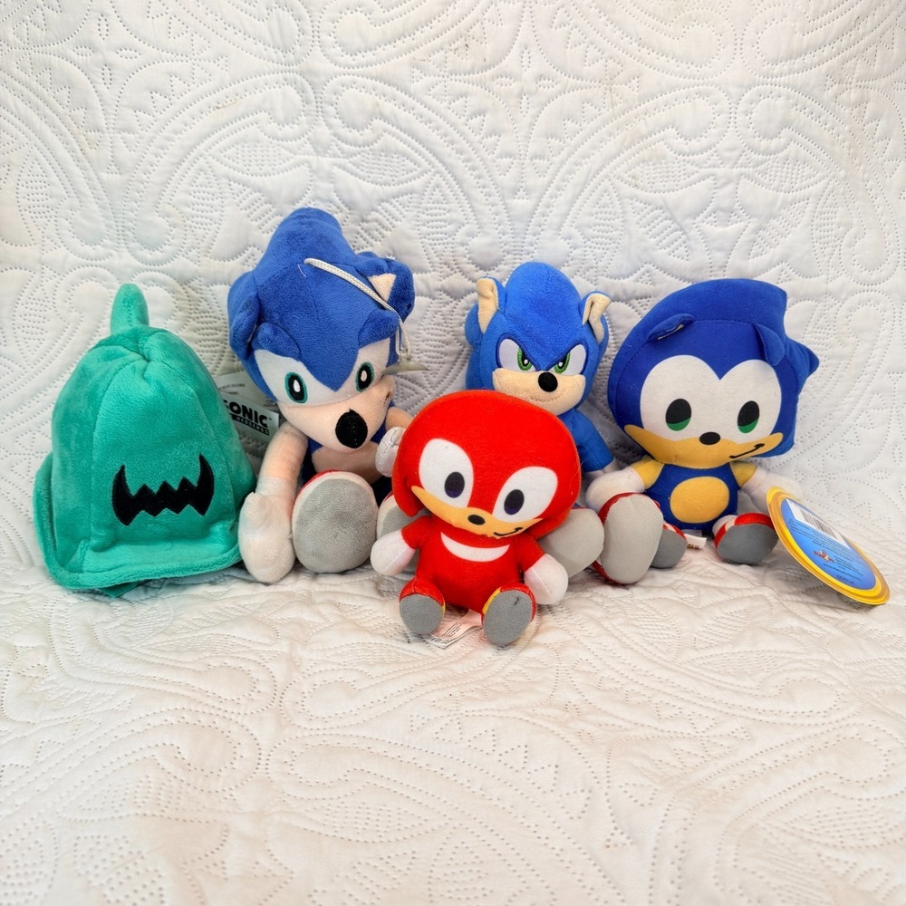 Sonic the Hedgehog & Knuckles Plush Stuffed Animal Toy Lot of 5 Sega 5-8 Inch